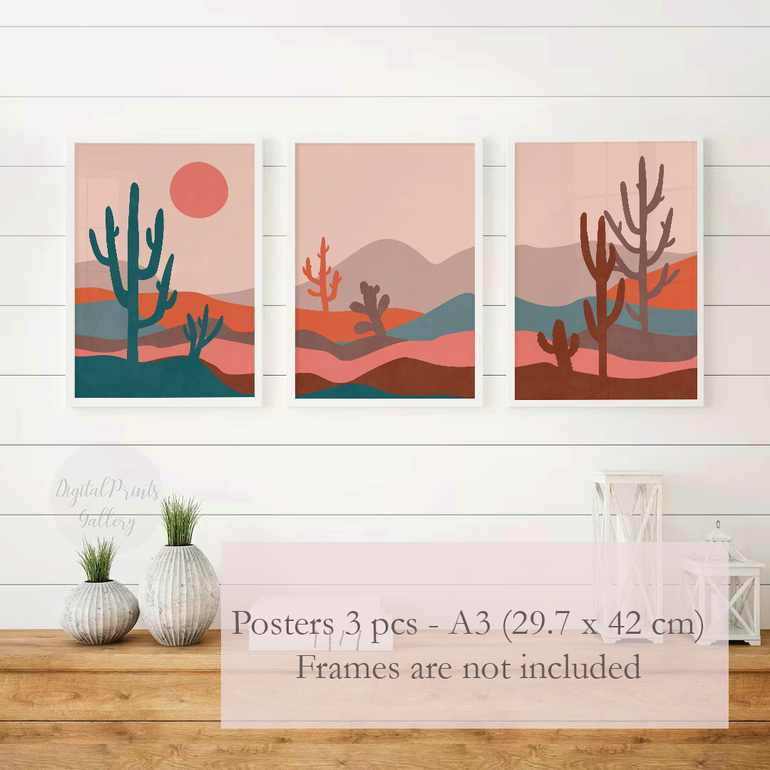 boho set of 3 prints desert landscape posters 1