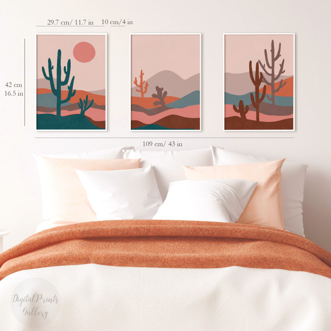 boho set of 3 prints desert landscape posters 3