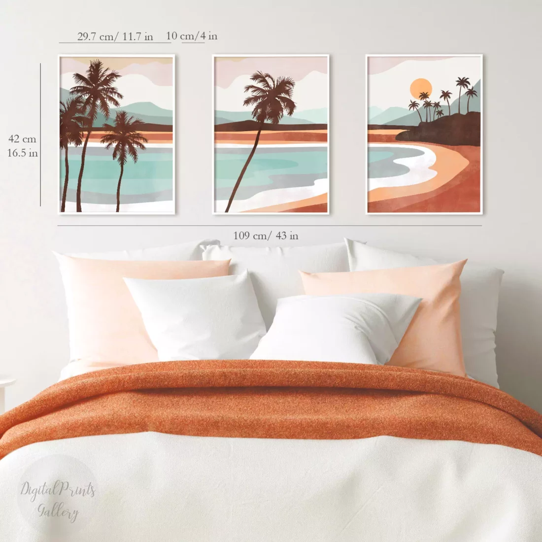 large 3 piece wall art beach landscape palm tree posters 1