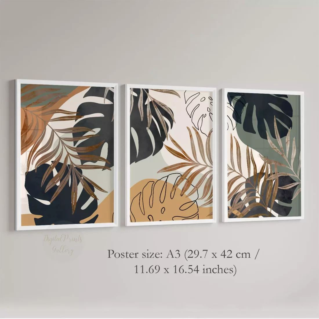 posters a3 monstera abstract set of 3 art set 1