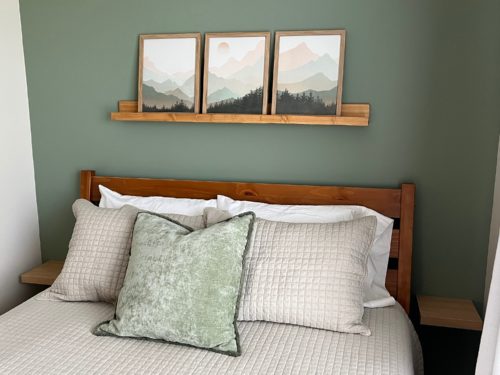 Set of Three Sage Green Neutral Mountain Landscape Art Prints - Boho Wall Decor Above Bed photo review