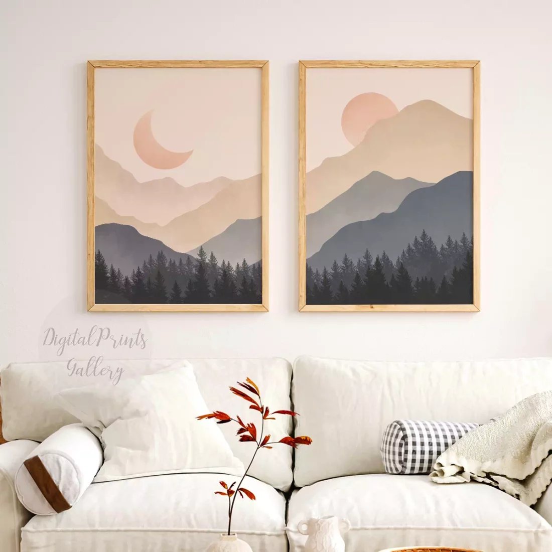 sun and moon art set of 2 poster print 3