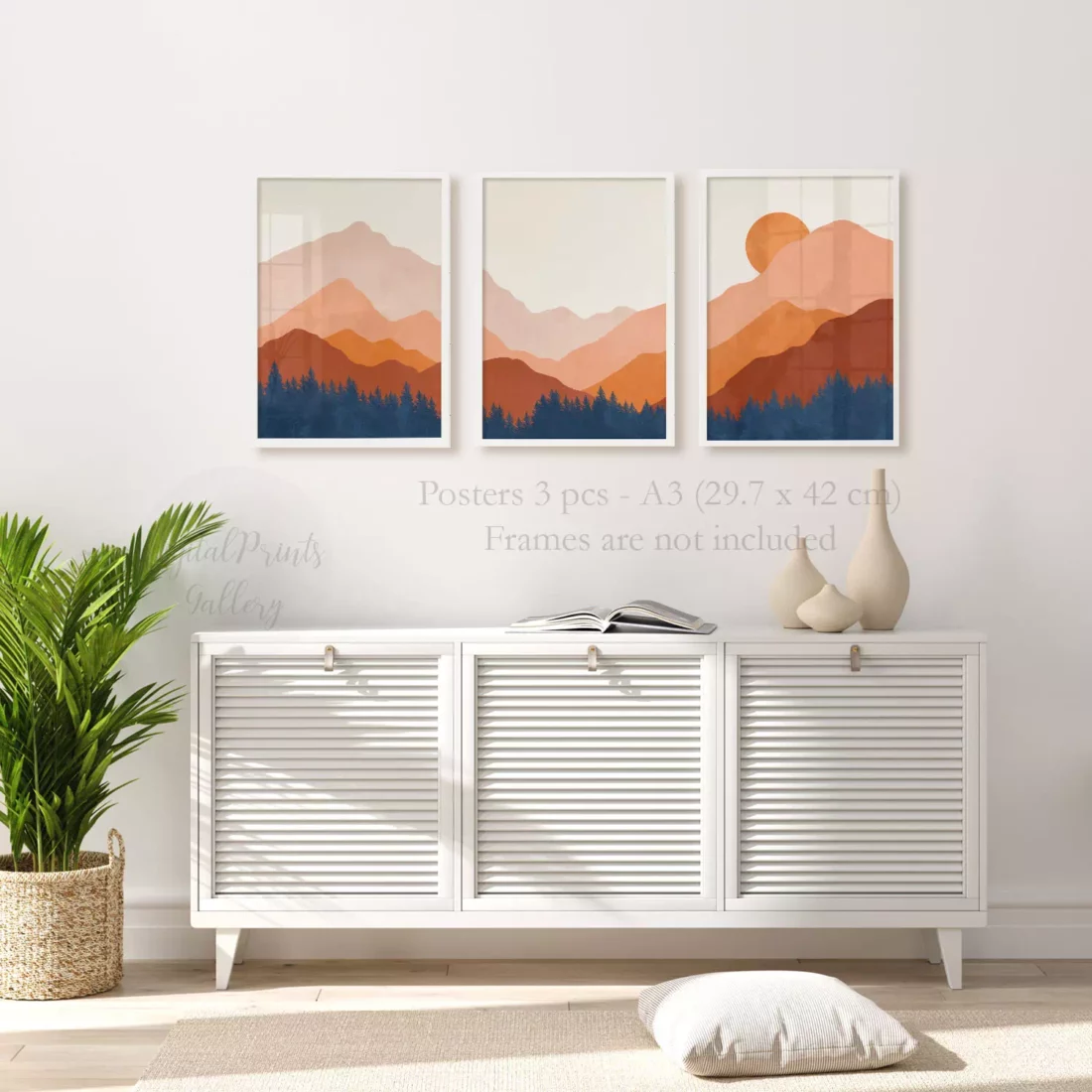 Terracotta Mountains Art Set of 3 Print poster