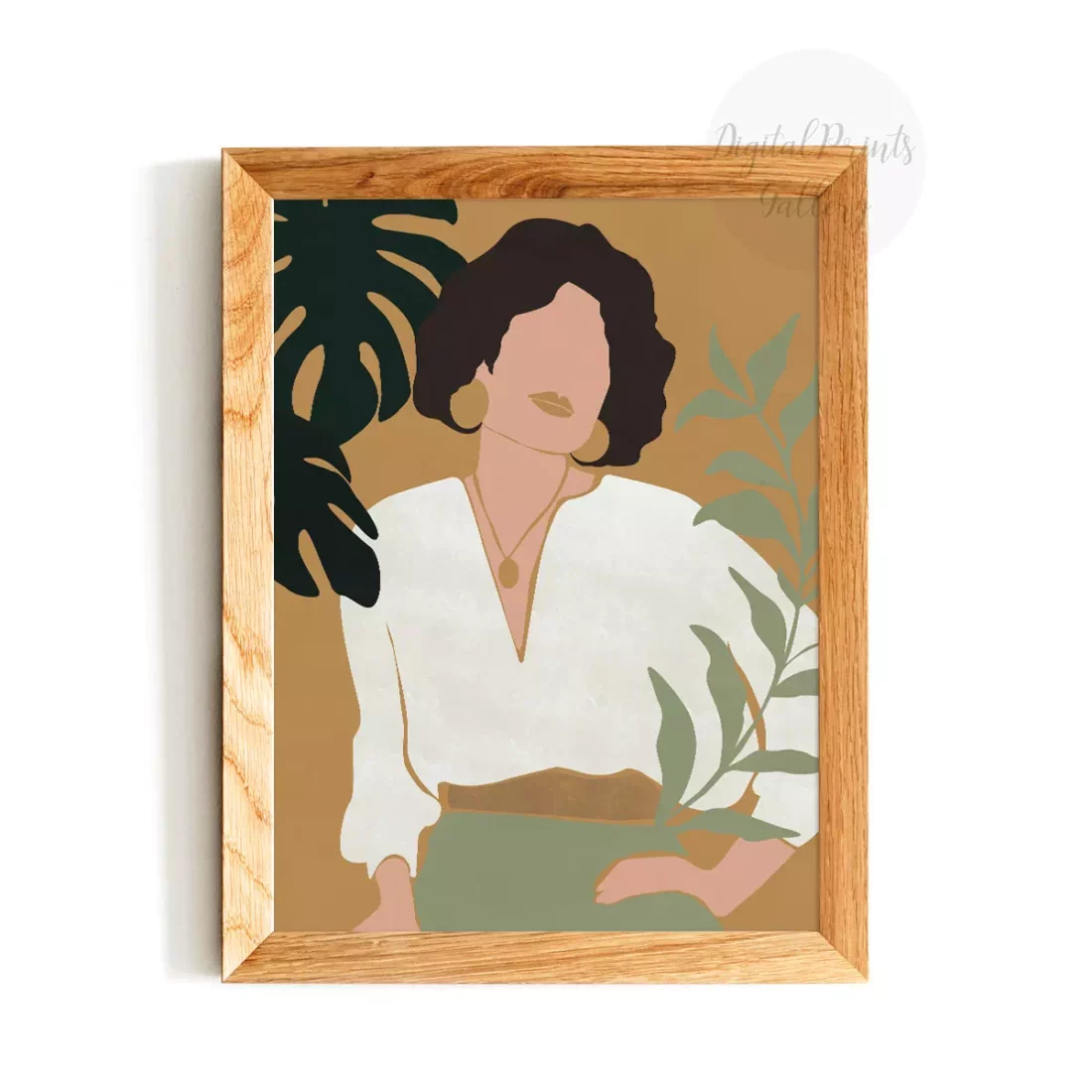 minimal woman art printable download wood frame