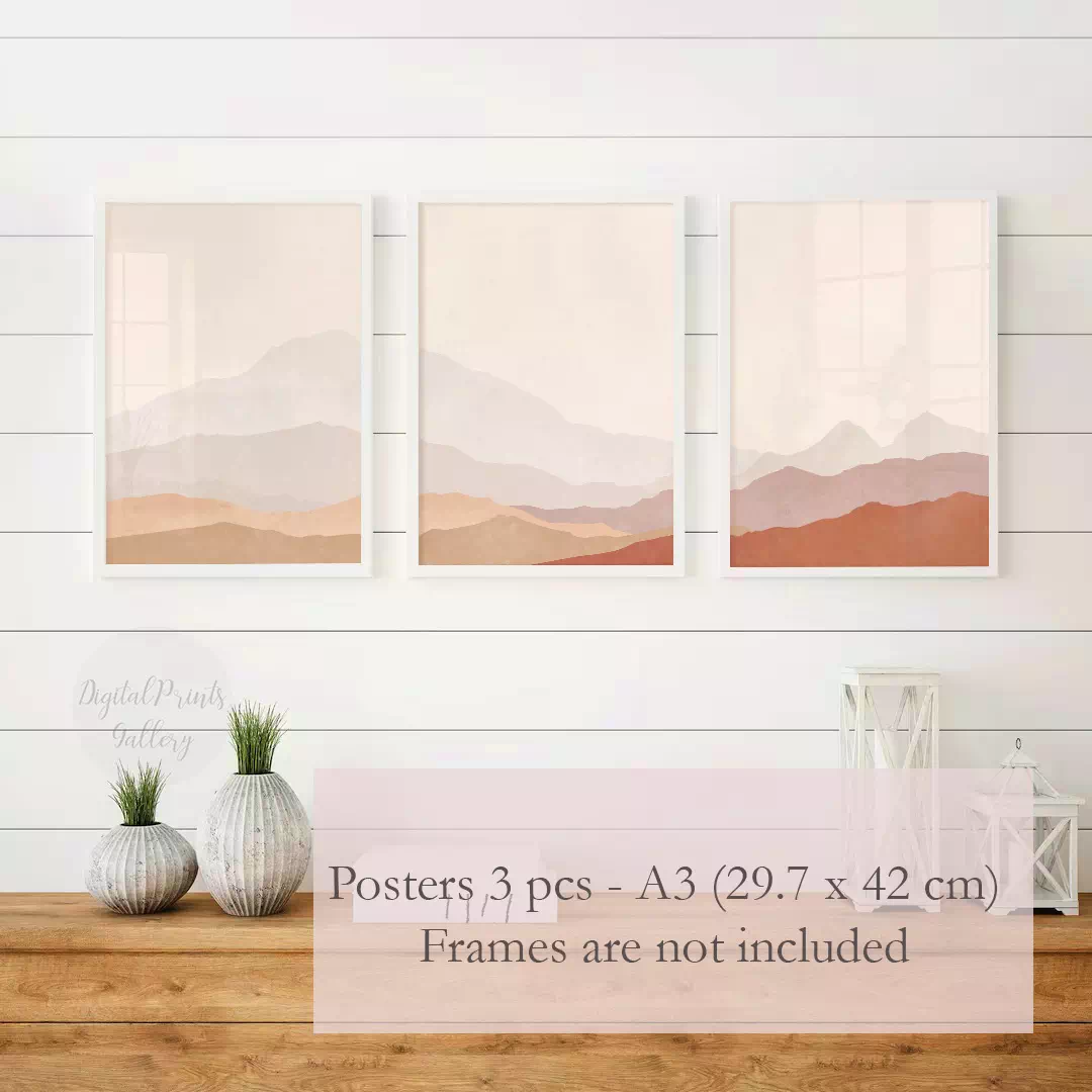 neutral wall decor mountain landscape posters 2